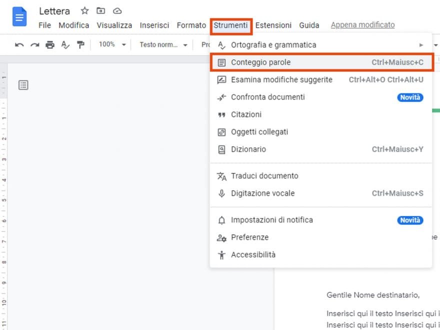 Come posso controllare il conteggio delle parole in Google Documenti