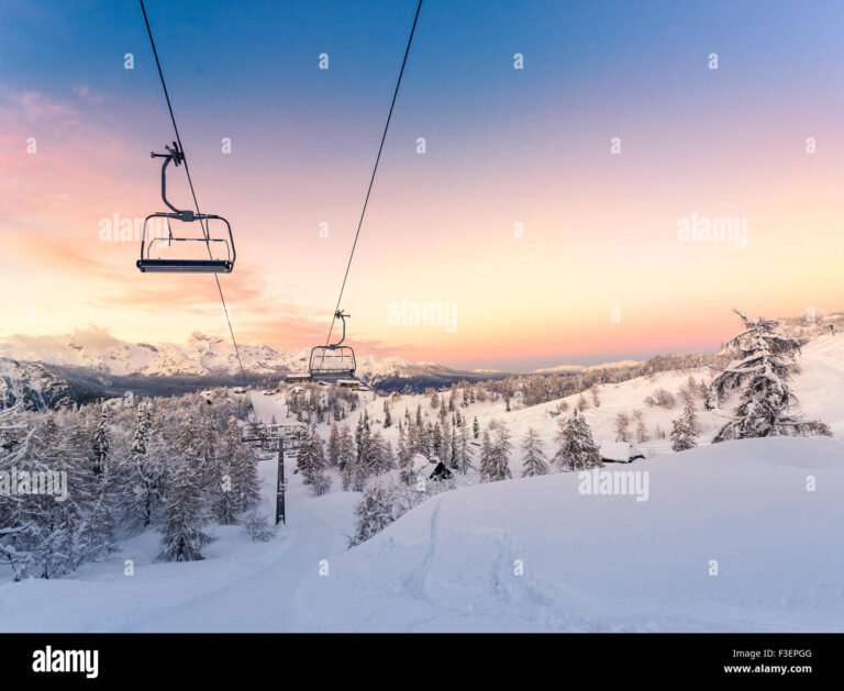 panorama degli impianti di risalita innevati