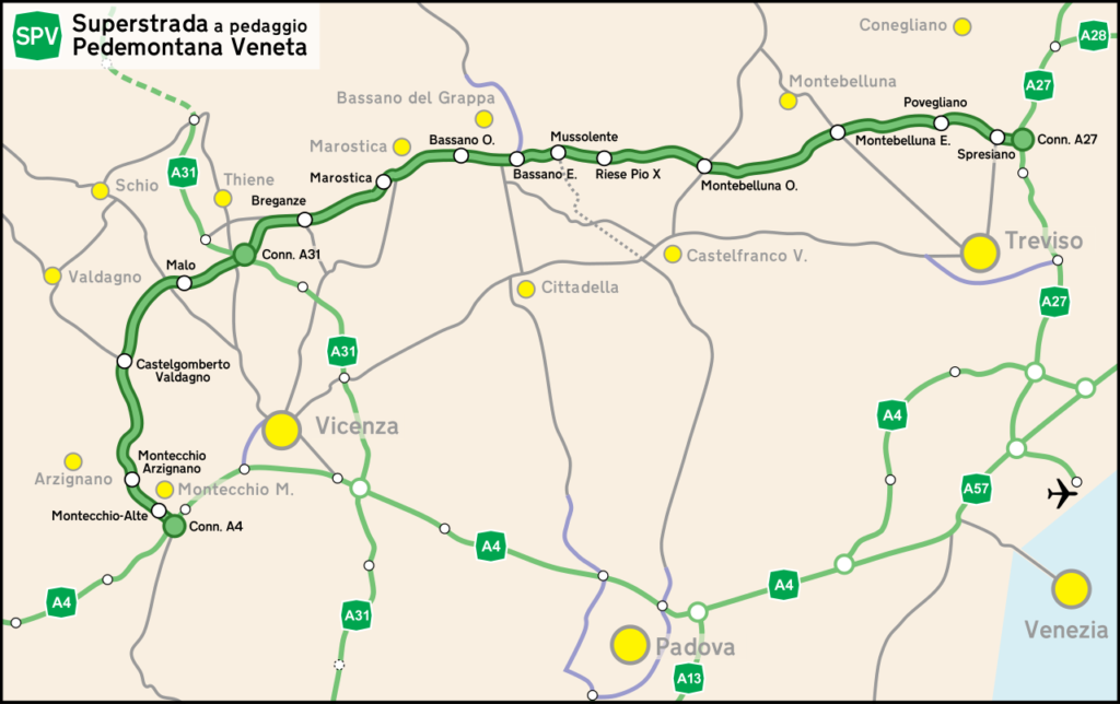 Qual è il tracciato della Pedemontana Veneta e quali sono i suoi vantaggi