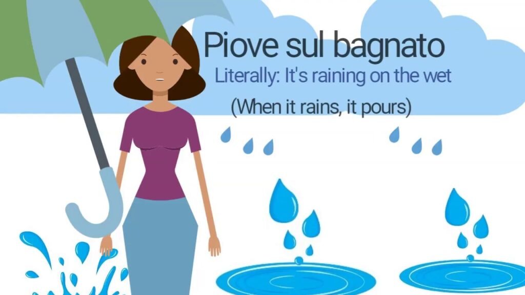 Cosa significa l’espressione “piove sul bagnato” nel linguaggio comune